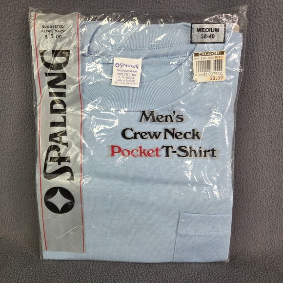 Spalding Lion Uniform T Shirt Mens M Blue Short Sleeve Vintage Made in USA 90s - Picture 1 of 8